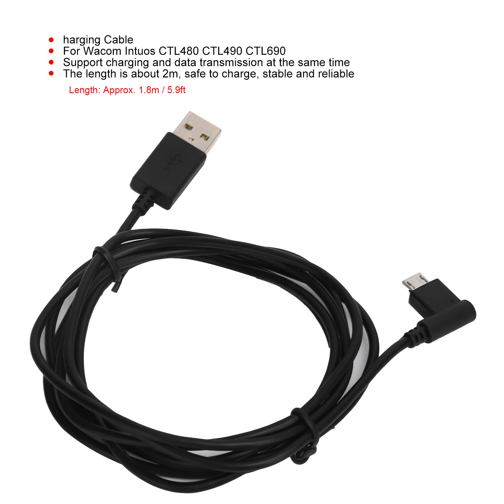Wacom Tablet Accessories - Cable de carga de 1,8 m,